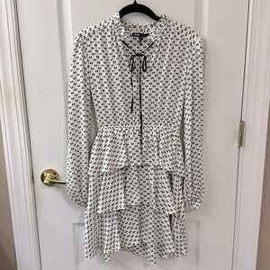 MAJE little bow pattern midi dress black and white color. One time used size36/S